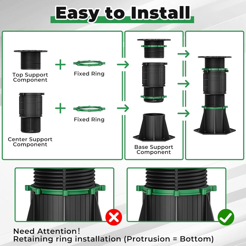 4 Pack Adjustable Bed Support Legs - 8.6"-13" Height Frame Stabilizer, Tool-Free