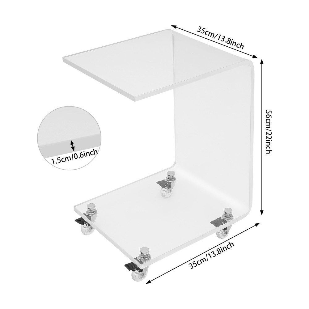 C-Shaped Side Table, Acrylic End Table, Couch Side Table US