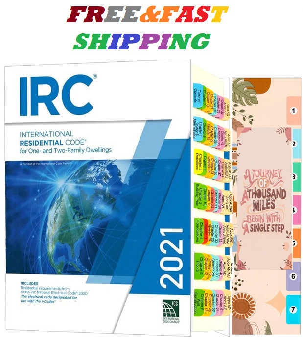 Index Tabs for International Residential Code 2021, 72 PCS Color-Coded...