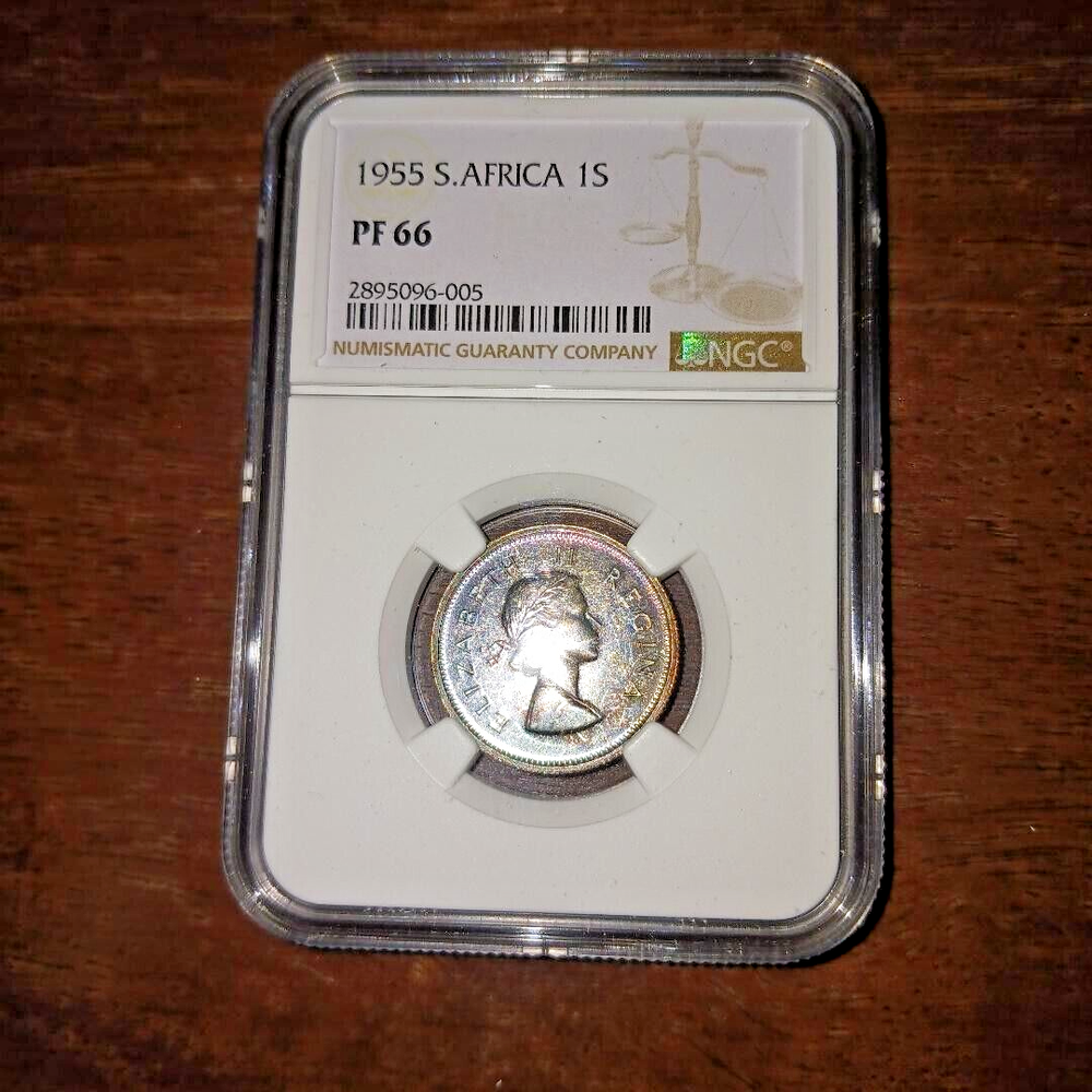 1955 South African 1 Shilling PF 66