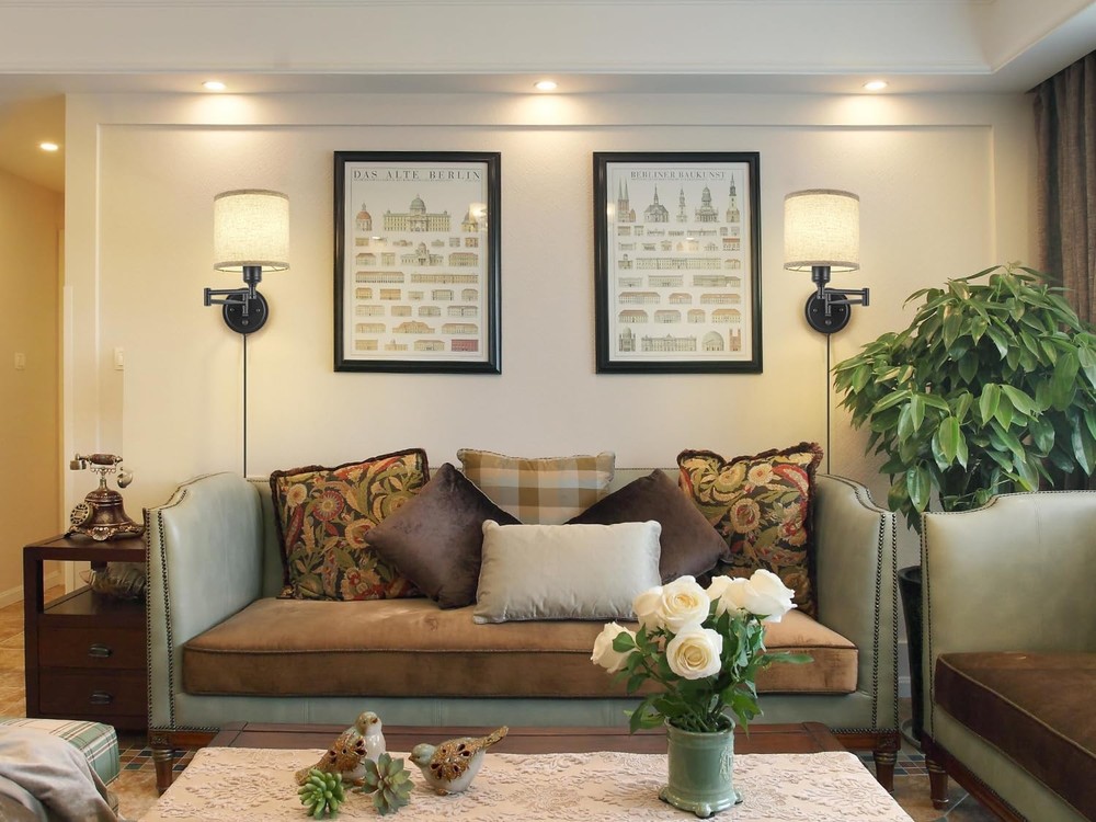 Plug in Wall Sconces W/ Remote Control Dimming 10%-100% & Adjustable Colors