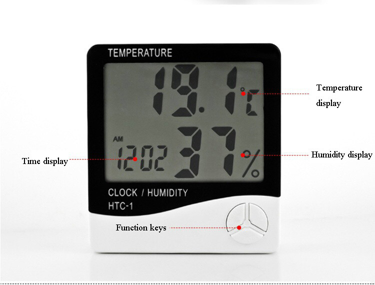Digital LCD Hygrometer Temperature Humidity Meter Alarm Clock