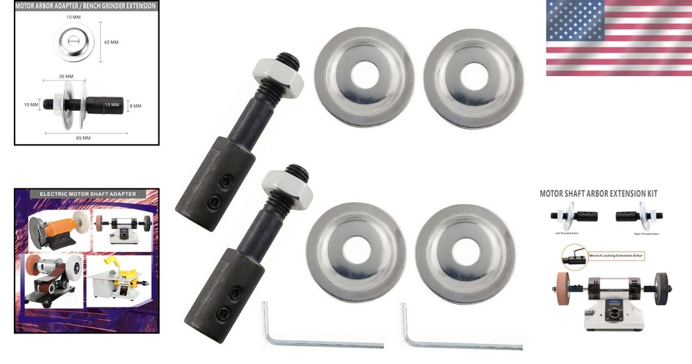 Durable 8mm Motor Shaft Extender - Bench Grinder Adapter with Tools Included