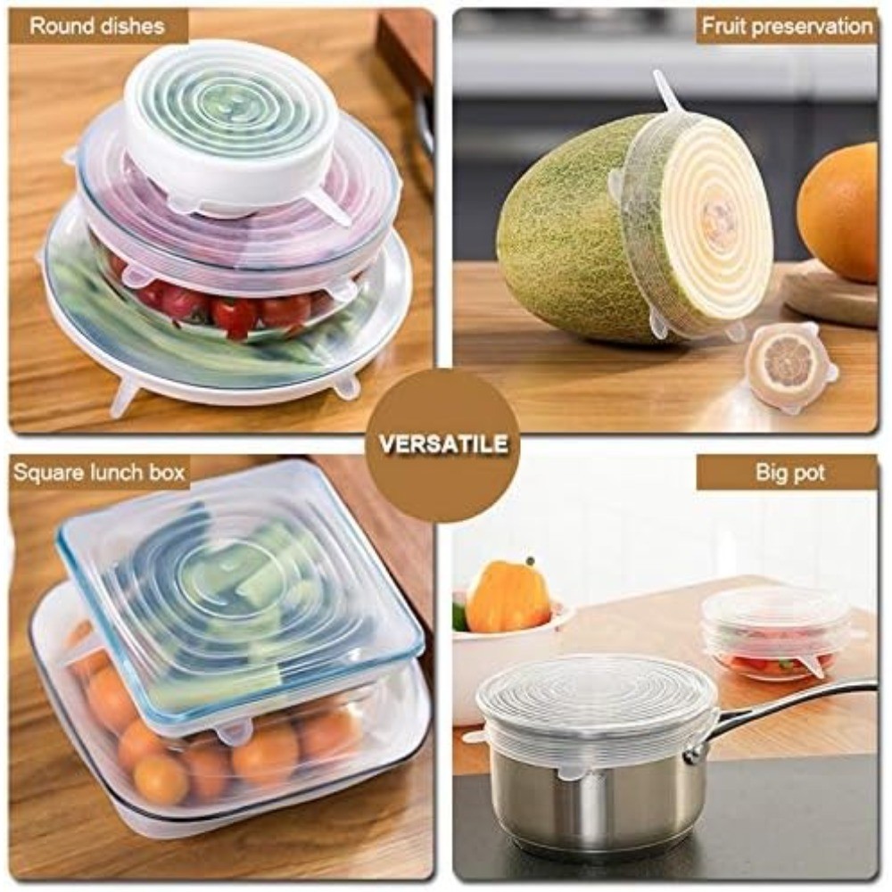 4 Pack Same Size Silicone Stretch Lids, Thicker Reusable Sturdy Silicone