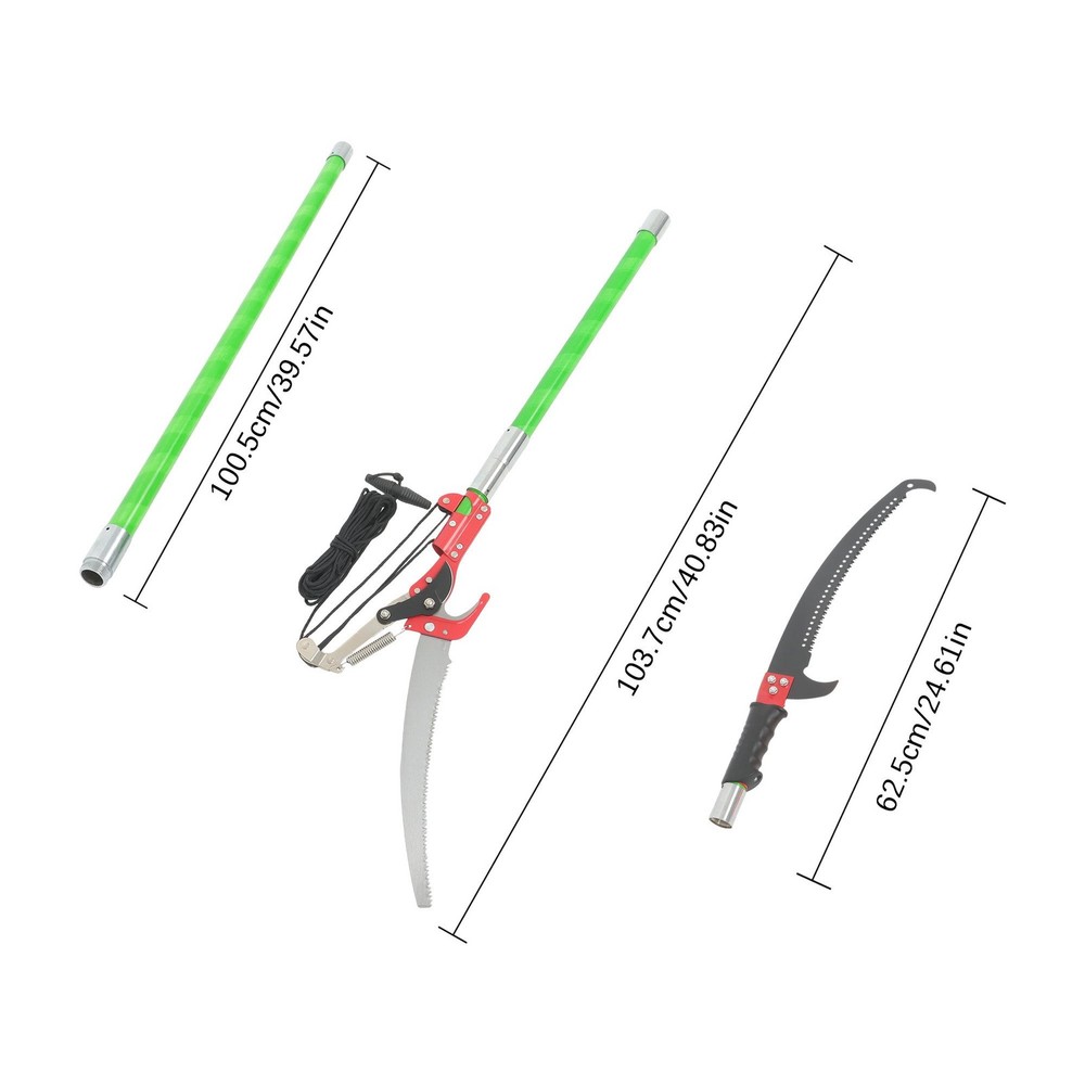 Pole Saw Combo 8-Section Telescoping Green Poler & 27FT Extendable Tree Trimme