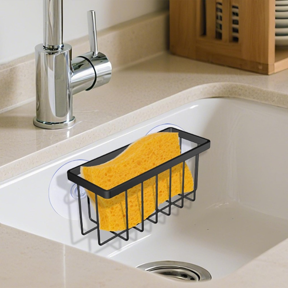 kickic Sponge Holder for Kitchen Sink,Kitchen Standard, Black