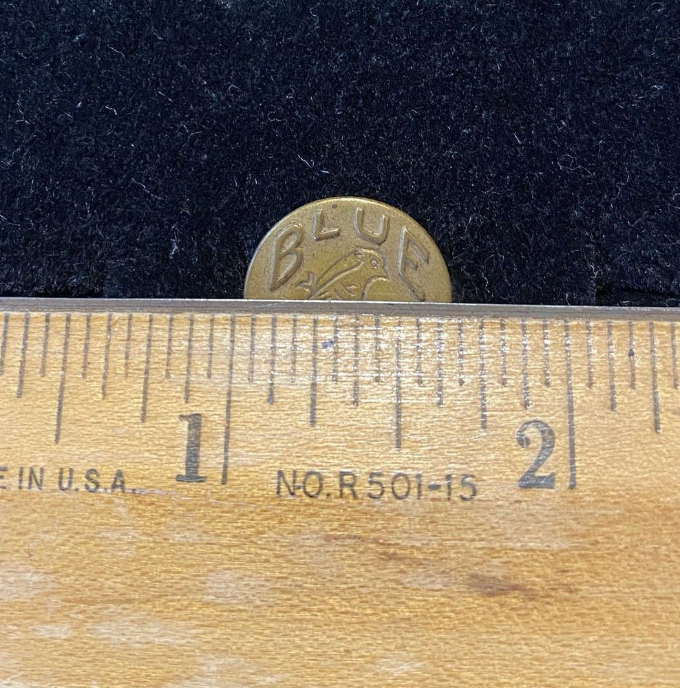 Antique Overall Button Blue Jay