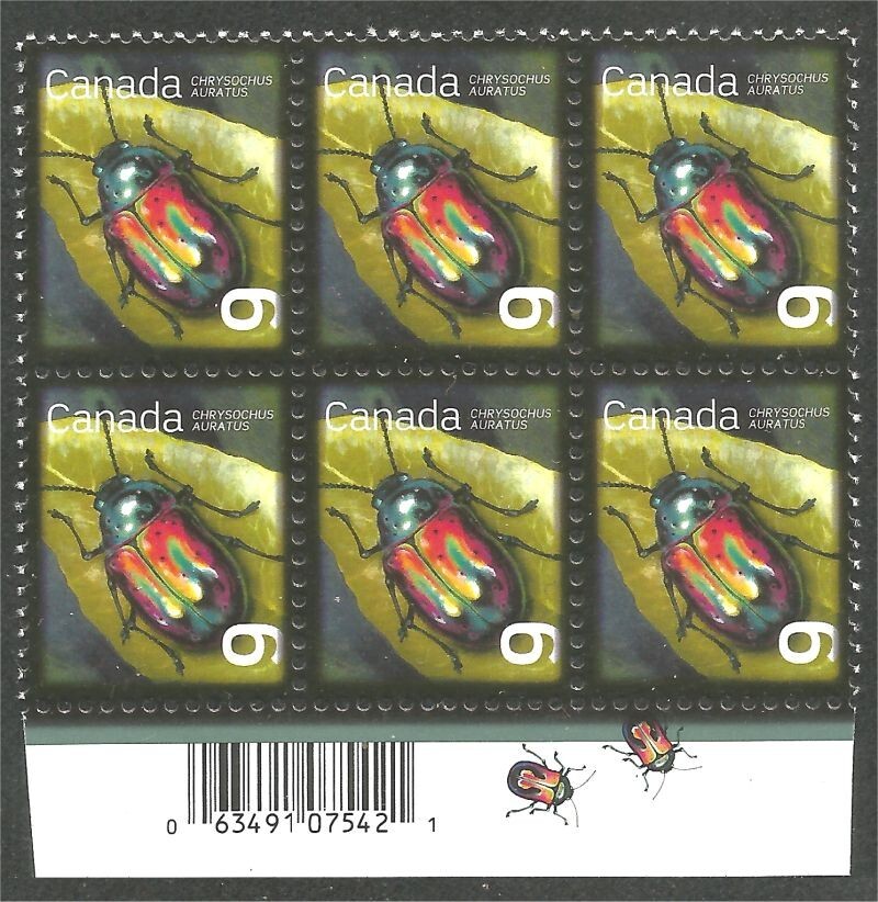 bsc037 Canada  2410 Dogbane Beetle block bar code in margin MNH **