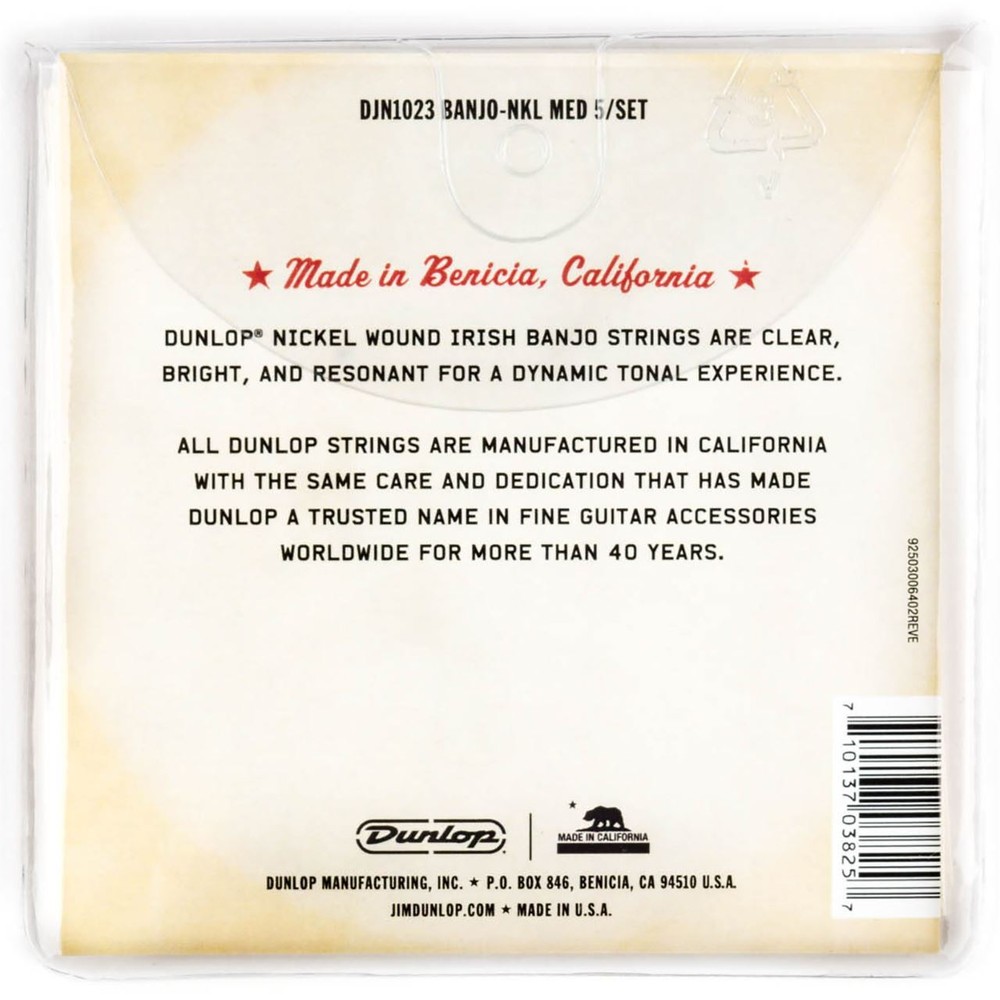 Dunlop DJN1023 Americana Series Banjo Strings - Medium, Loop End, 5-String Set