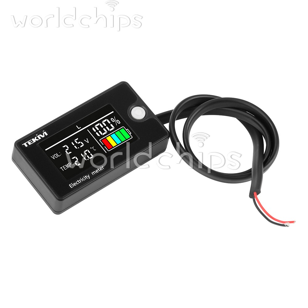 DC8-100V LCD Digital Battery Capacity Indicator Voltmeter w/ Temperature Display