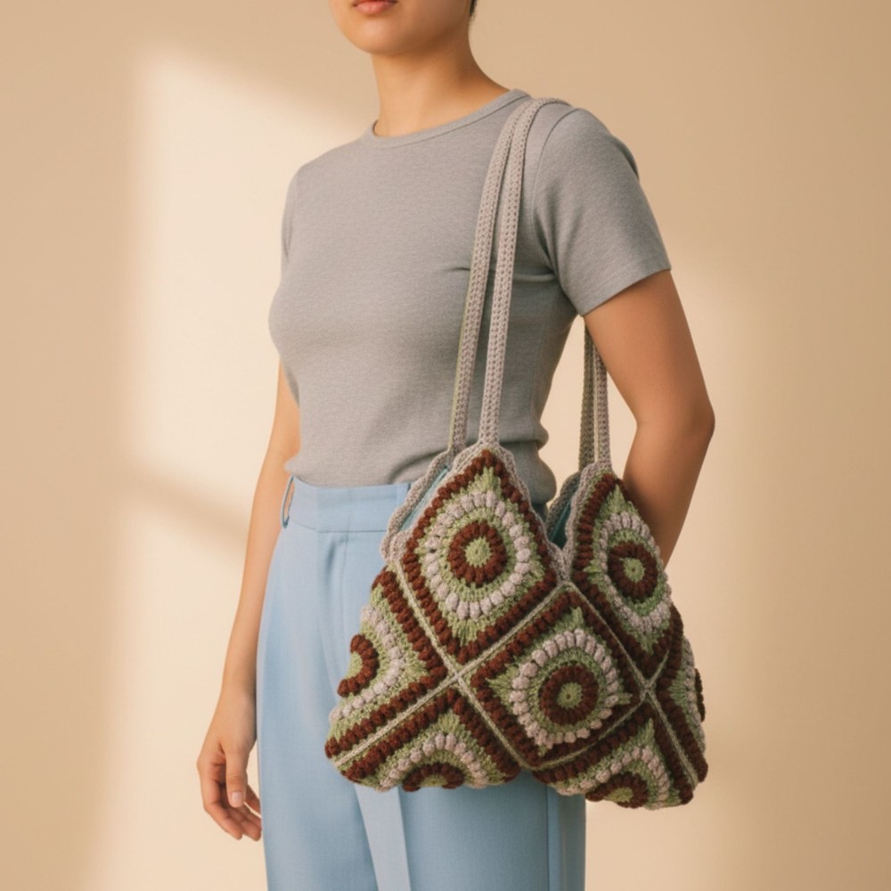 Granny Square Bag Crochet Pattern – Tote Bag – PDF + Video Tutorial