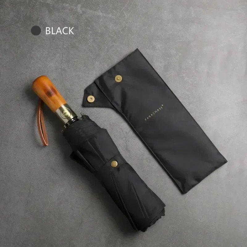 Automatic Wooden Handle rellas Men Foldable Black Business High End