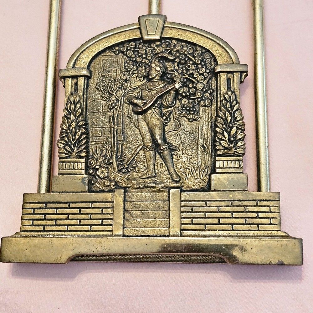 Vintage Brass Bookends - Musian Playing Stringed Instrument