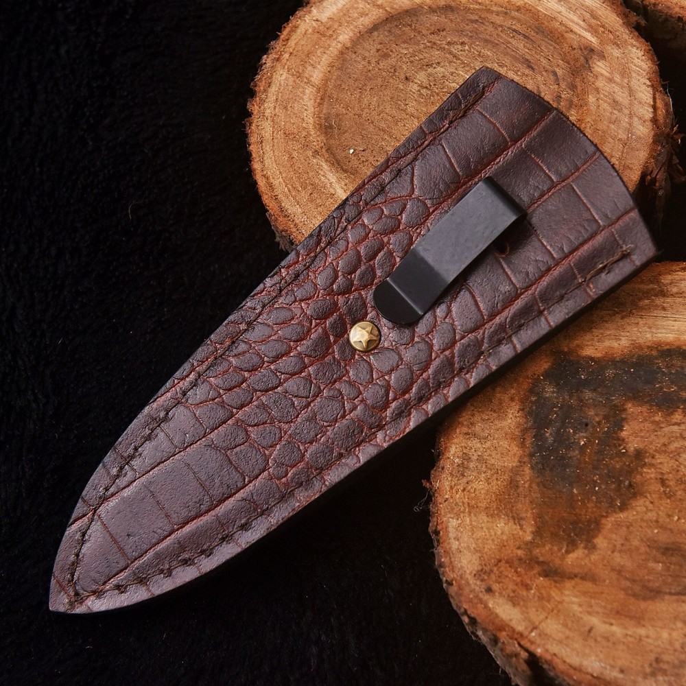 Custom Handmade Fix Double Edge Dagger Blade Leather Sheath Back Clip - Boot