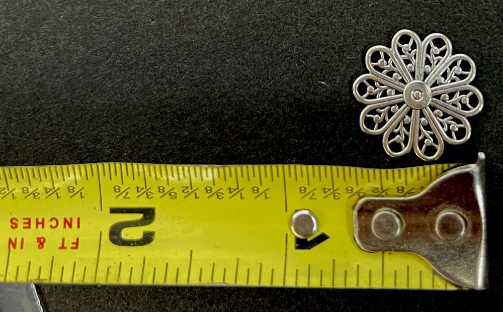 STERLING SILVER ROUND FILIGREE COMPONENT Made In USA .925