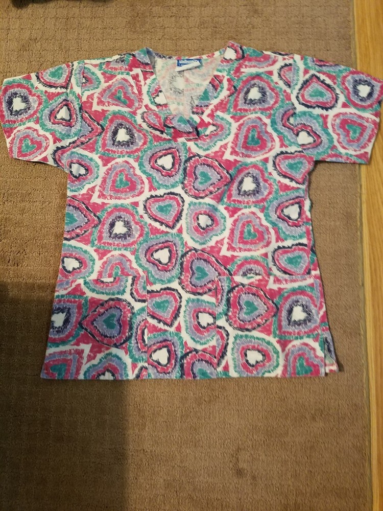 Uniform City Size Small Multicolor hearts Scrub Top