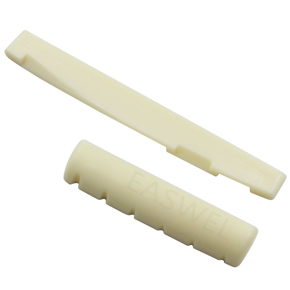 Plastic Cattle Bone shape 6 StringSlotted Bridge Saddle for Folk Acoustic Guitar