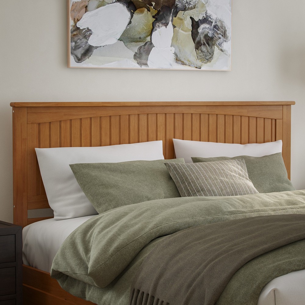 AFI Nantucket King Coastal Solid Wood Panel Headboard in Light Toffee