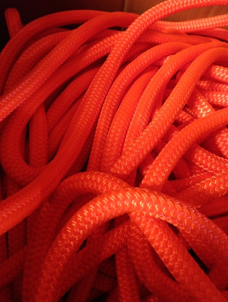 9/16 x 100 ft. Double Braid-Yacht Braid Polyester Rope. Orange