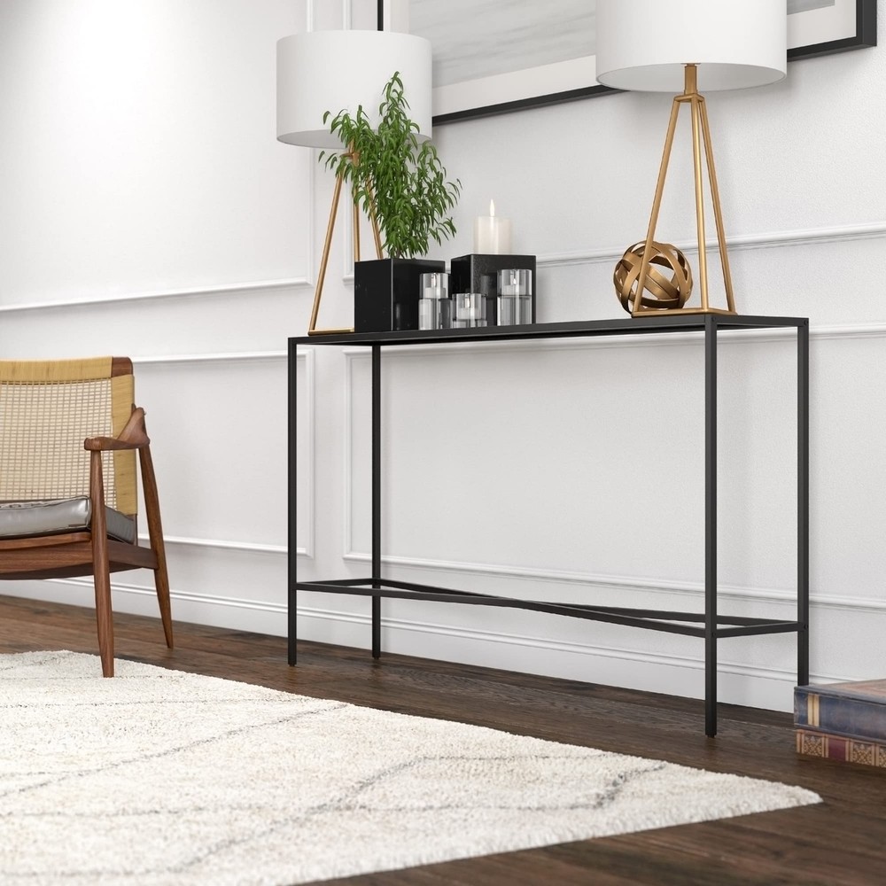 Henley 55'' Wide Rectangular Console Table with Metal Top in Blackened Bronze