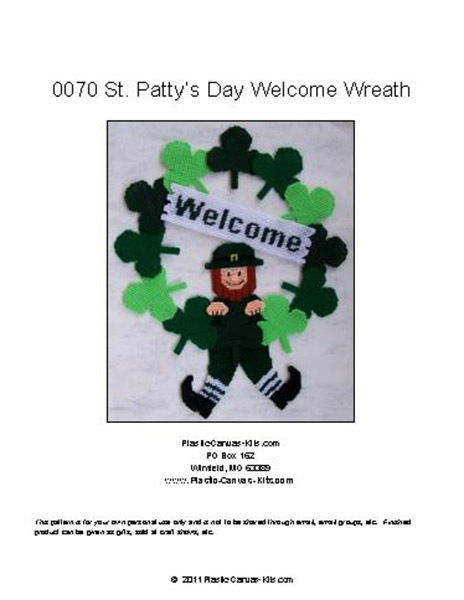St. Patrick's Day Welcome Wreath-Shamrocks-Plastic Canvas Pattern or Kit