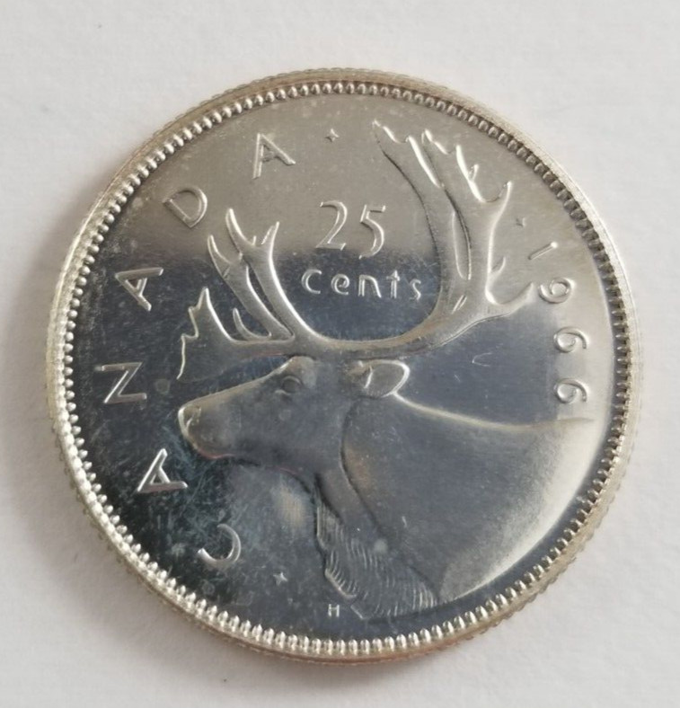 1966 Silver 25 Cent Canada Queen Elizabeth II