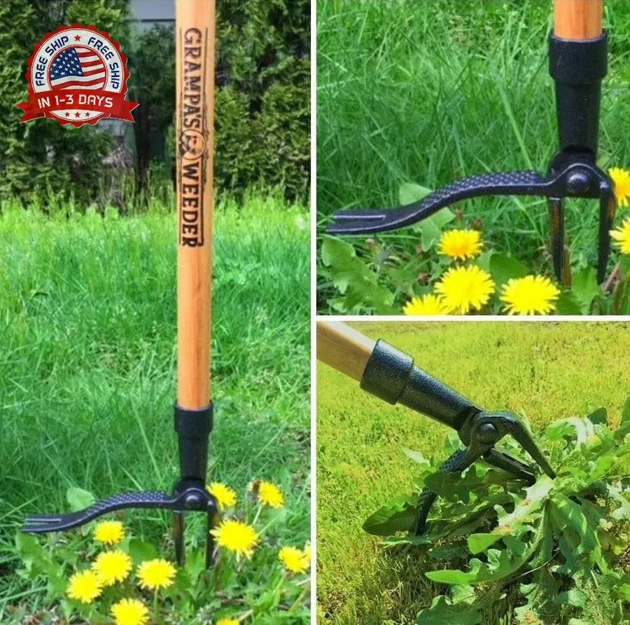 Grampa's Weeder - The Original Stand Up Weed Puller Tool with Long Handle - Made