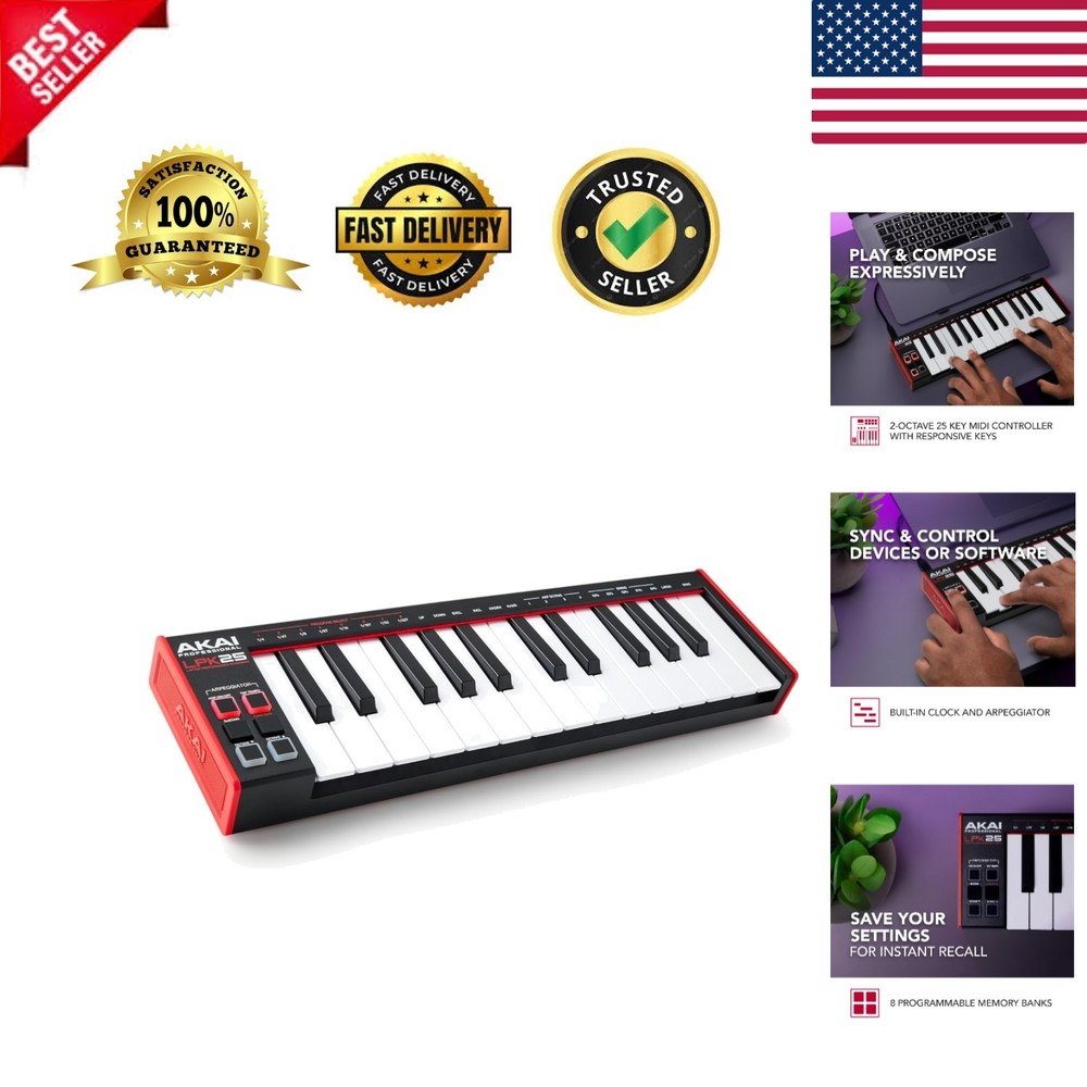 Compact USB MIDI Keyboard Controller with 25 Synth Keys for Music Creation