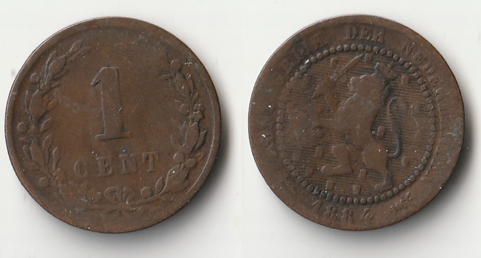 1884 Netherlands 1 cent coin