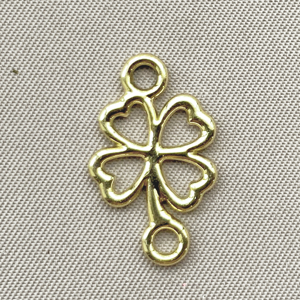 Four Leaf Clover 2 Loop Links 20x12mm Light Gold Plated Alloy Q20 Per Pkg