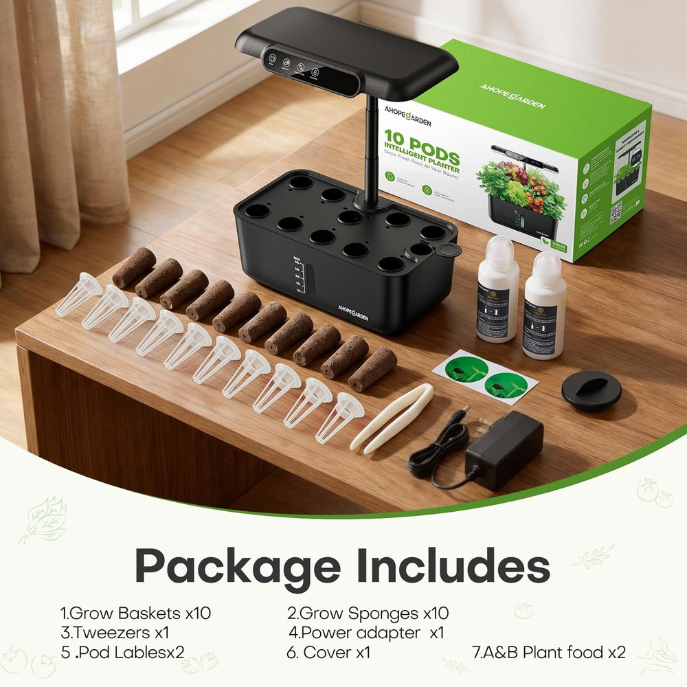 Indoor Hydroponics Herb Garden Kit with LED Light and Smart Display