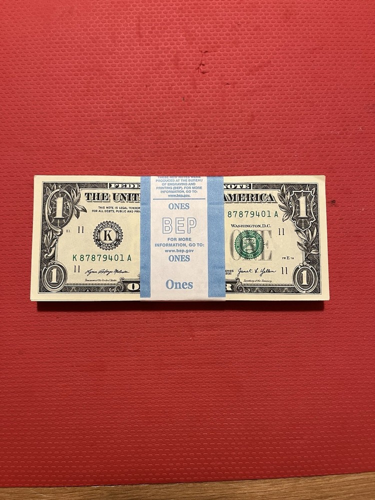 100 Sequential $1 Bills - Uncirculated BEP Strap - Crisp New Notes
