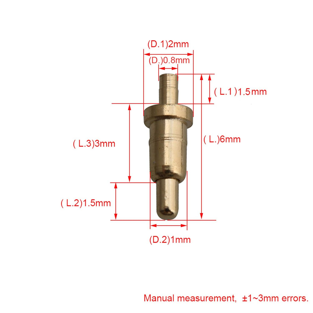 Copper Spring Pogo Pins with Gold Plating, 100-Pack Replacement Probes