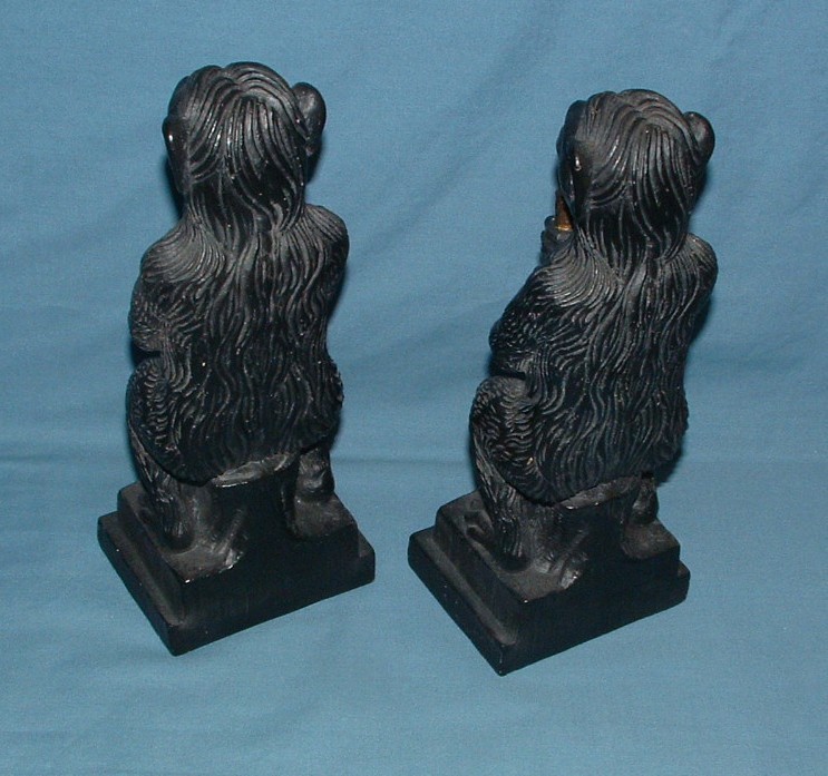 MONKEY / APE CHALKWARE BOOKENDS - GARGOYLES STUDIO - USED