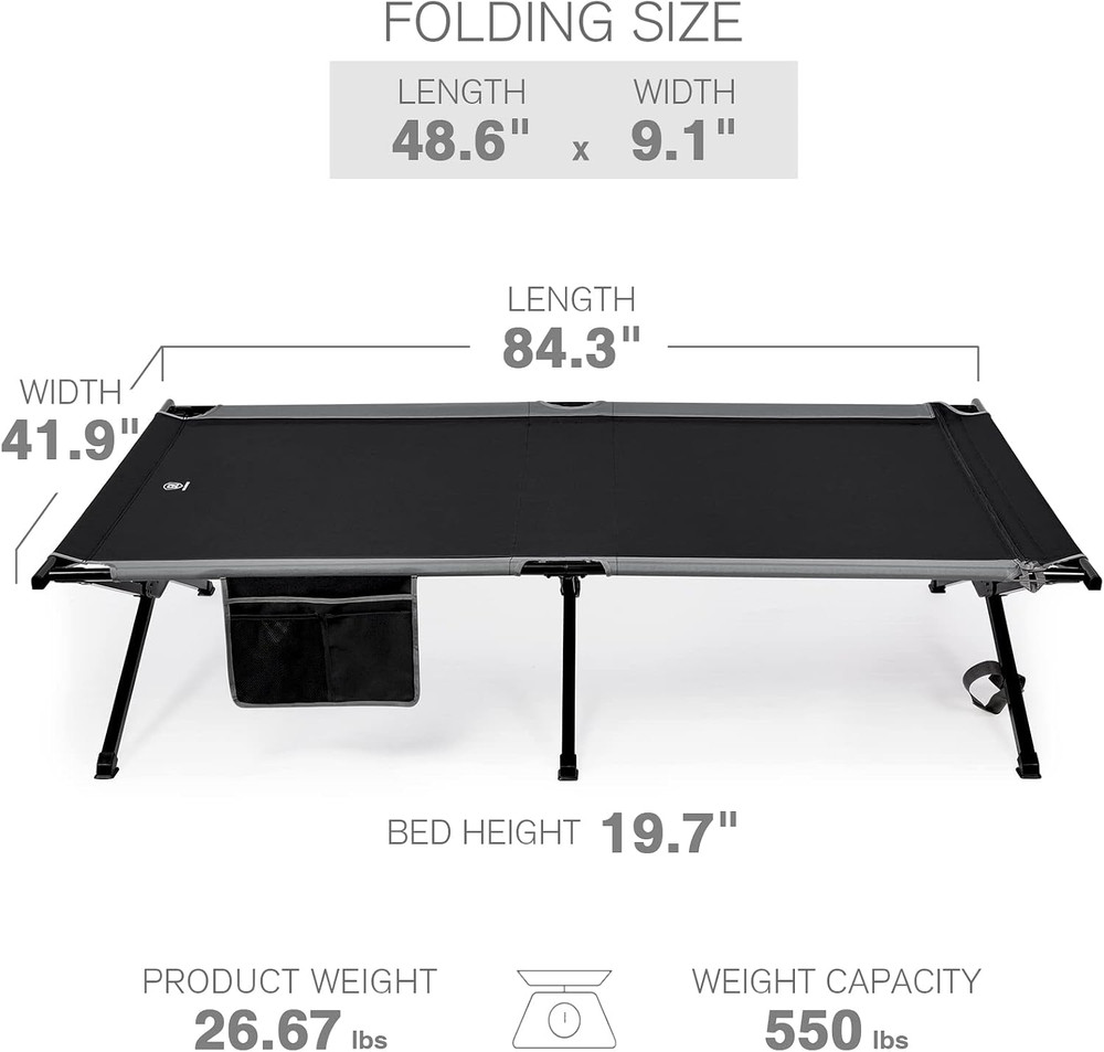 EVER ADVANCED Extra Wide Camping Cot for Adults Oversized XXL Sleeping Cots Fold