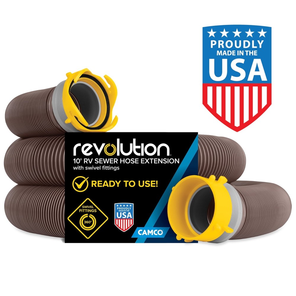 Camco 10ft RV Sewer Hose Kit Compresses - Revolution 360 Vinyl Multicolor Single