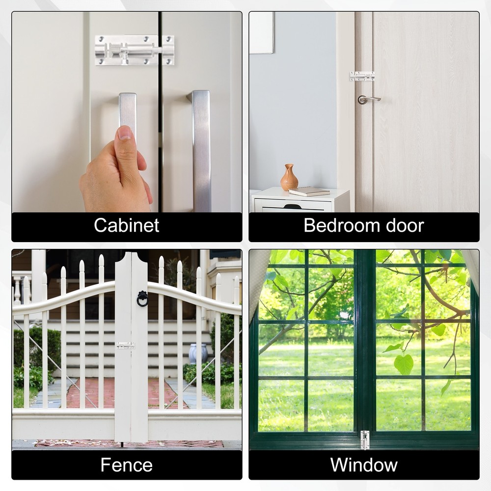 4-Pack Barrel Bolt Latch, 3" Slide Bolt Latch for Inside Doors