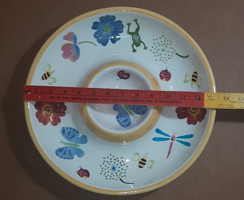 Dish Ceramic Chip and Dip Wal-mart "Spring Bugs" 13.5"