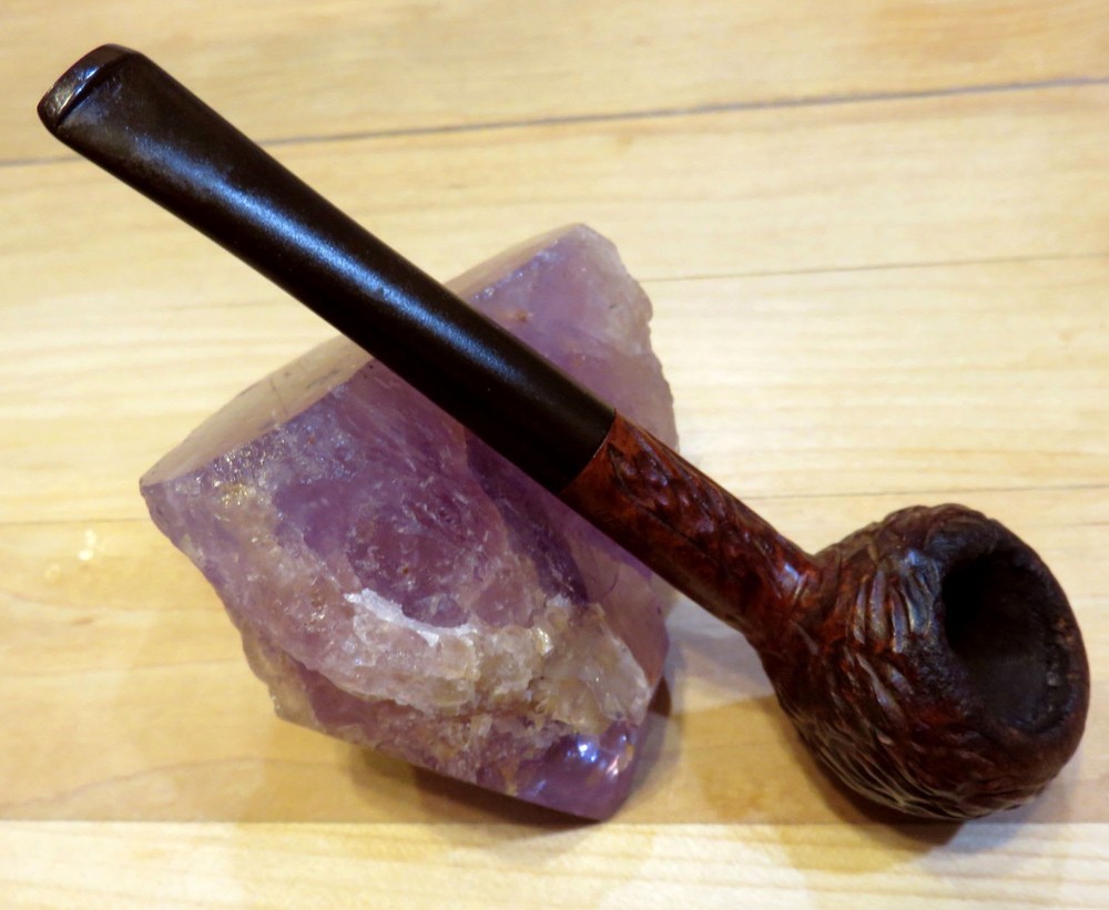 Lord Eden Rustic Briar Pipe Rhodesian Shape Straight Push-In Stem w/ Stinger
