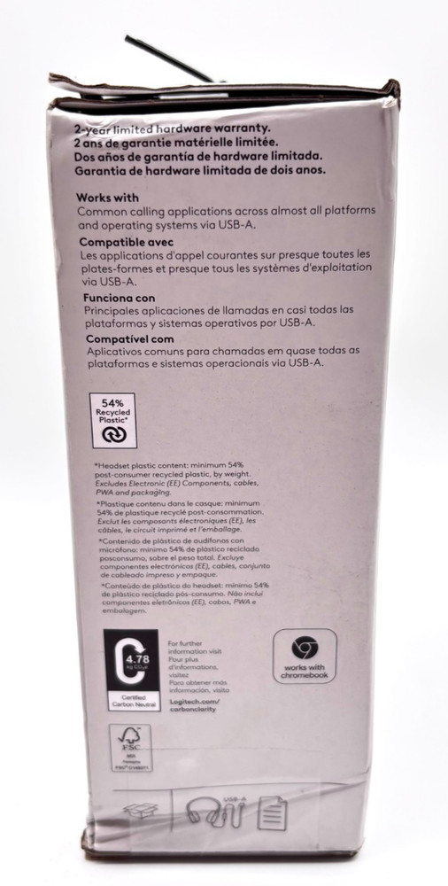 Logitech H390 Wired On Ear USB Headset With Built In Microphone - Black