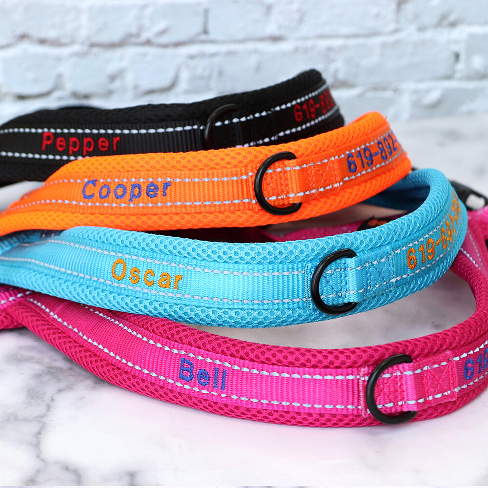 Personalized Embroidered Dog Harness Reflective Nylon No Pull Vest Custom Name