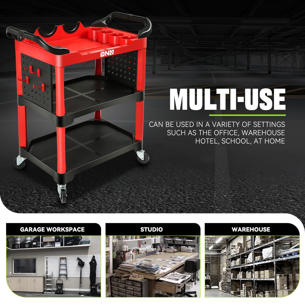 3-Tier 260 LBS w/ Sprinkling Can Placement Composite Workshop Tool Trolley Cart