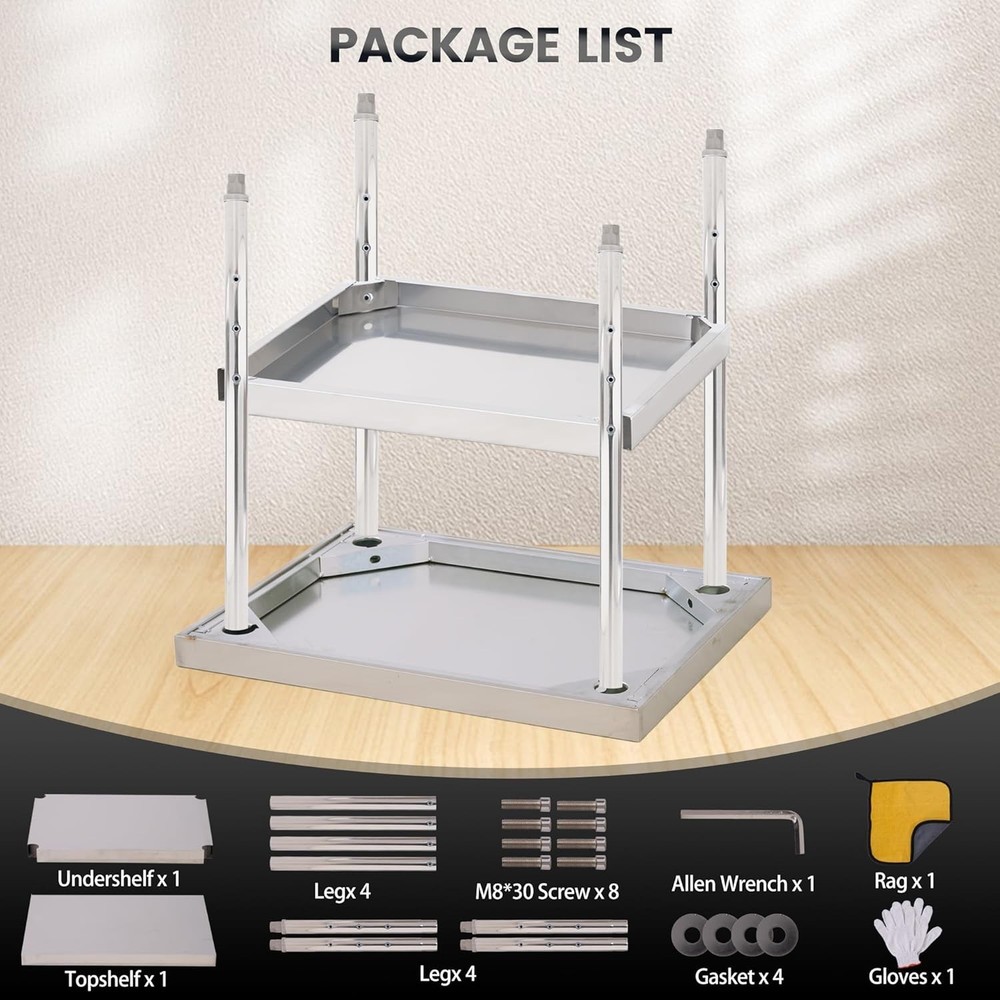 Stainless Steel Table 24"x14" Worktable w/Adjustable Undershelf 2Tier Prep Table