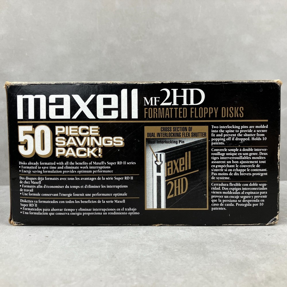 NEW Maxell MF2HD Macintosh Formatted Micro Floppy Disk Bulk 50 Pack