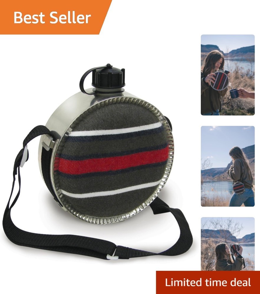 Durable 2-Quart High-Impact Plastic Canteen with Adjustable Strap - Black/Red