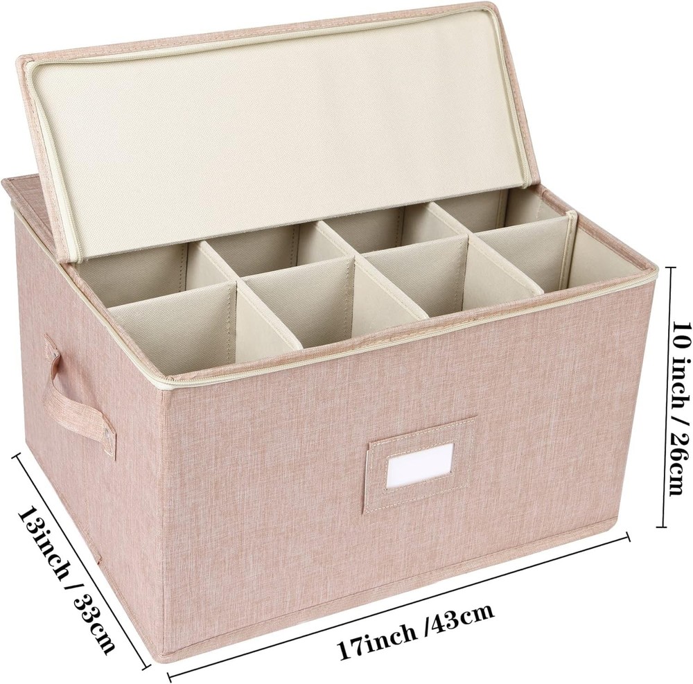 Wine Glass Storage 2 Pack, Stemware Storage Containers Cases with Dividers, S...
