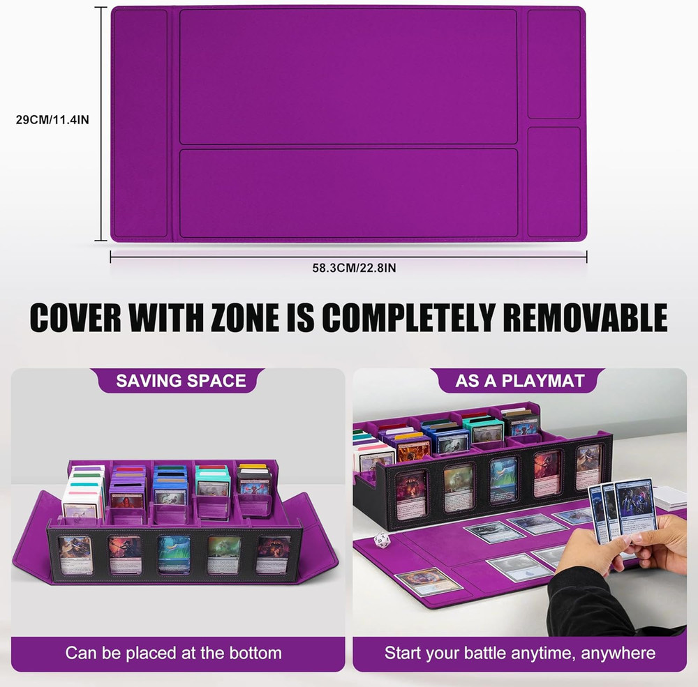 Trading Card Storage Box with Commander Display , 5-Row Deck Case with Removable