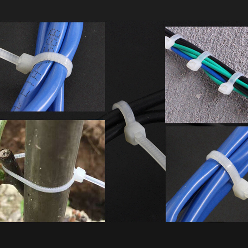 3.6mm Width Cable Ties Nylon Zip Tie Wraps Strong Long Multiple Size White/Black