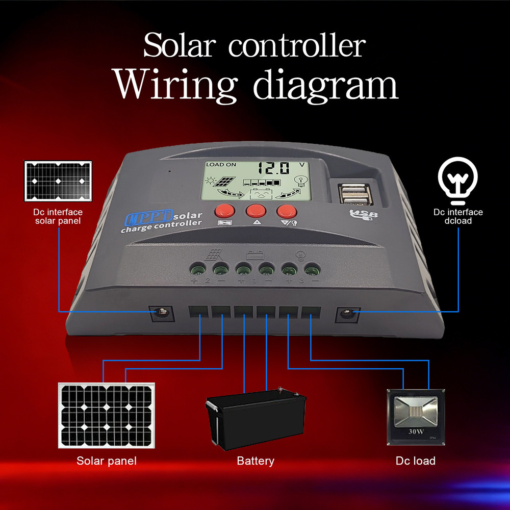 60/100A MPPT Solar Charge Controller 12V/24V Auto Tracking Solar Panel LCD NEW