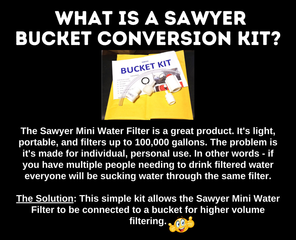 2 PACK Sawyer Mini Water Filter Bucket Conversion Kit | SURVIVAL | PREPARE